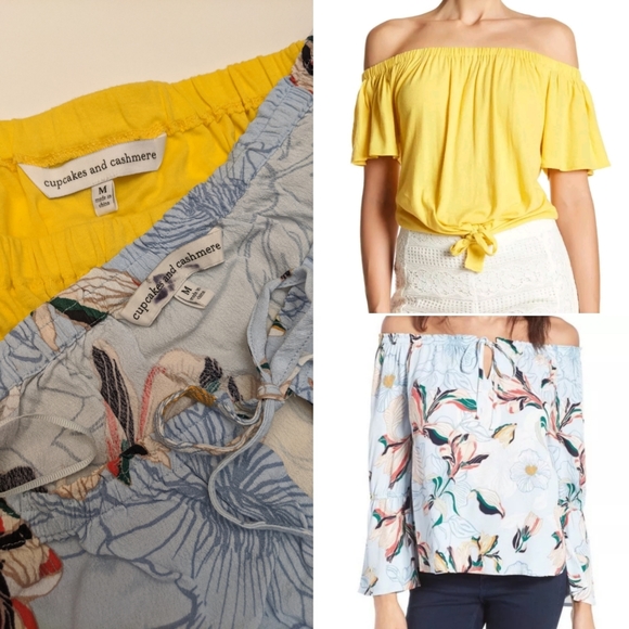 2️⃣CUPCAKE + CASHMERE Off the Shoulder Tops, M - Picture 1 of 5